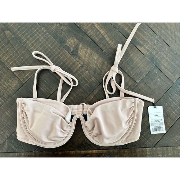 Shade & Shore Beige Underwire Bikini Top Size 34B New - Picture 2 of 4